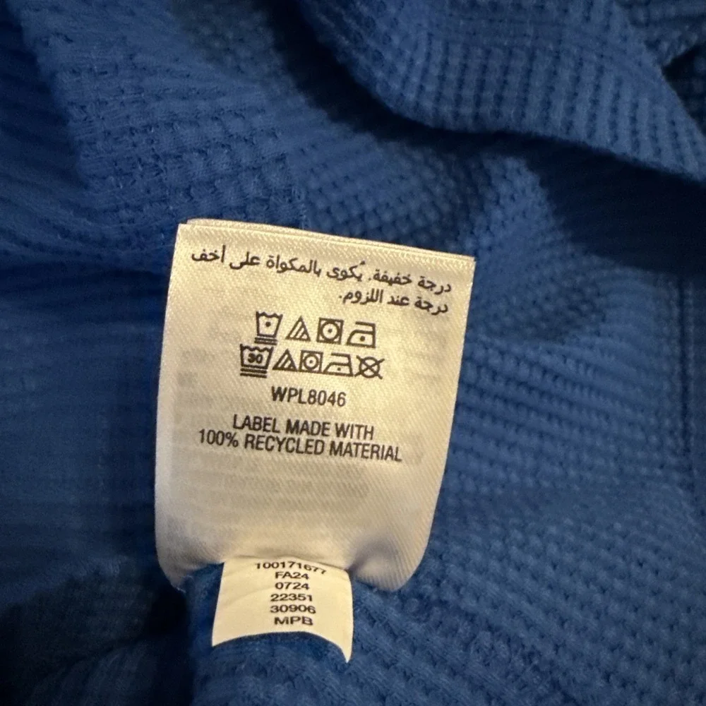 Sun + Stone Men's Thermal Waffle Knit Shirt Size L Base Layer Blue Preppy Lounge